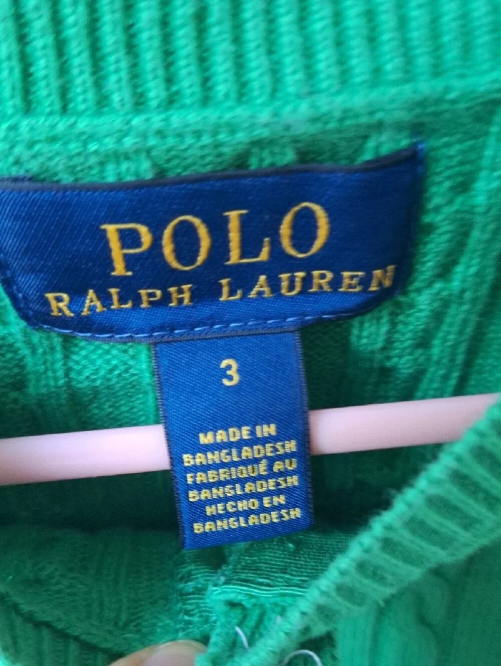 Ralph Lauren Girls Green Cable-Knit Button Cardigan with Yellow Pony